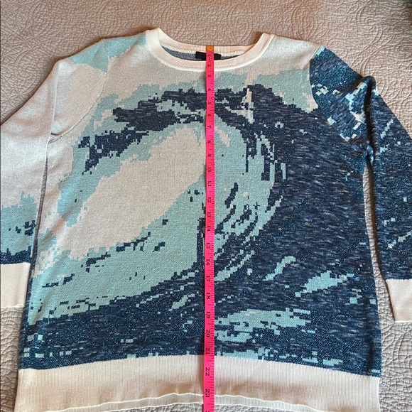 J. Crew Blue and White Wave Pattern Sweater - Picture 6 of 7